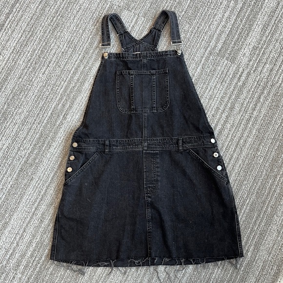 ASOS Denim Overall Dress Jean Jumper Washed Black 14 - Picture 3 of 8